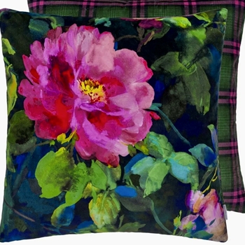 Designers Guild Cushion - Gertrude Rose Fuchsia 22SQ. Luxurious Velvet & Down Insert.