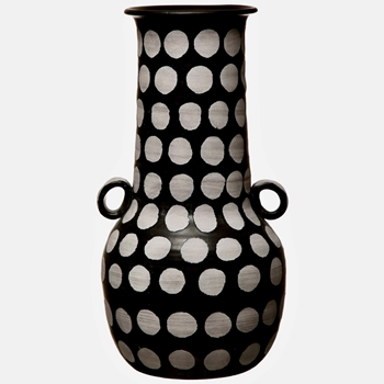Vase - Polka Dot Ceramic 10x9x19H