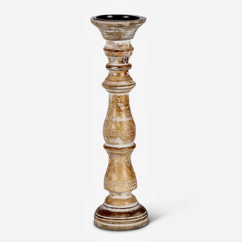 Candlestick - Estelle - Tuscan Mango-Wood Turned 4x15in for 3in Pillar