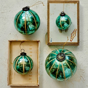 Ornament - Glass Eucalyptus Emboss 4 Sizes Sold Individually