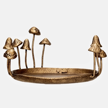 Tray - Mushrooms Gold 8.5in Round