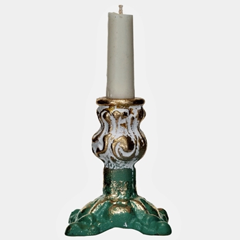 Candlestick - Parisienne Verde Cast Iron 3x4in