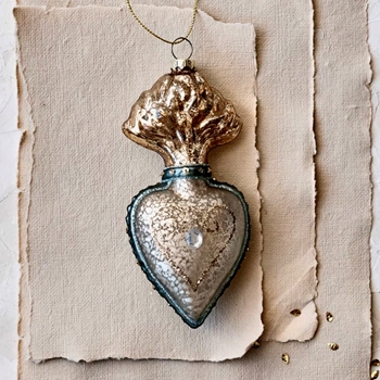 Ornament - Sacred Heart Vintage Silver