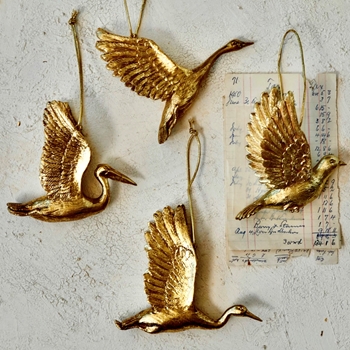 Bird - Ornament Heron Gold 7x5in Assorted sold individually