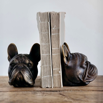Bookends - French Bulldogs Bronze Resin 5X5X5.5in