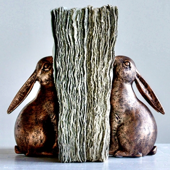 Bookends - Bronze Resin Rabbits 7X3X6in