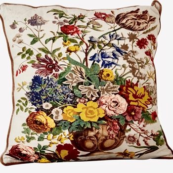 Cushion Flower Vase 26SQ Embroidered Print 2 ASST Sold Individually Poly Fill