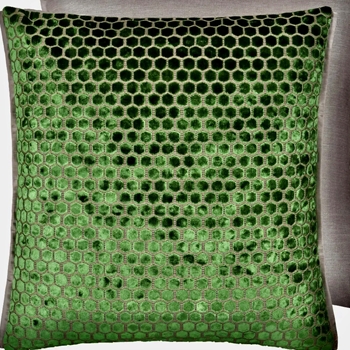 Designers Guild Cushion - Jabot Emerald Cut Velvet 22SQ. Luxurious Down Insert.