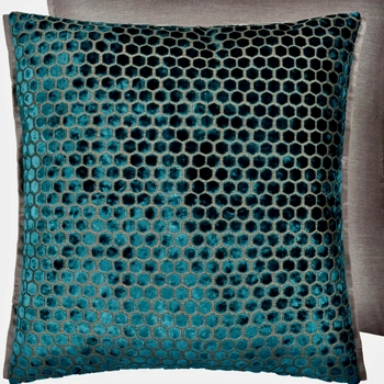 Designers Guild Cushion - Jabot Kingfisher Teal Cut Velvet 22SQ. Luxurious Down Insert.