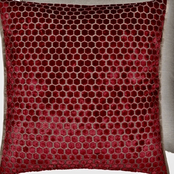 Designers Guild Cushion - Jabot Pimento Cayenne Cut Velvet 22SQ. Luxurious Down Insert.