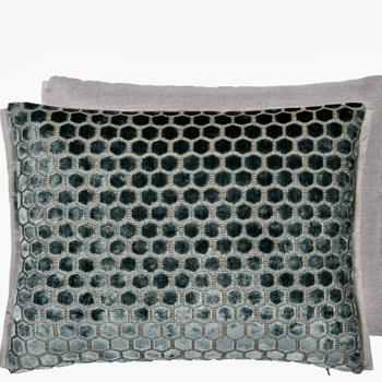 Designers Guild Cushion - Jabot Moonstone Sage Cut Velvet 16x12in. Luxurious Down Insert.