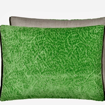 Designers Guild Cushion - Cartouche Malachite Cut Velvet 24x18in. Luxurious Down Insert.