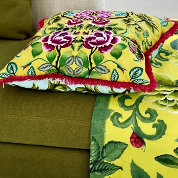 Designers Guild Cushion - Eleonora Embroidered  Alchemilla Yellow 22in SQ