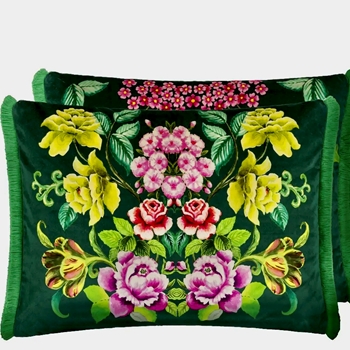 Designers Guild Cushion - Eleonora  Velvet  Emerald Viridian 24x18in
