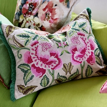 Designers Guild Cushion - Isabella Embroidered Fuchsia 24x18in