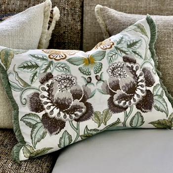 Designers Guild Cushion - Isabella Embroidered Taupe Cameo 24x18in