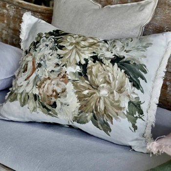 Designers Guild Cushion - Fleurs D Artistes Velours Vintage Sepia Taupe  24x18in