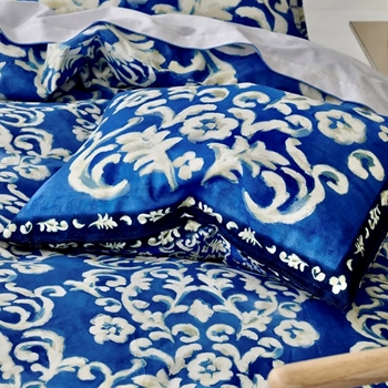 Designers Guild Cushion - Isolotto Cobalt 24x18in. Luxurious Down fill.