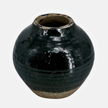 Vase - Rustic Glazed Terracotta Black Patina 8x7.5in
