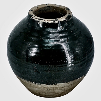 Vase - Rustic Glazed Terracotta Black Patina 10x9.5in