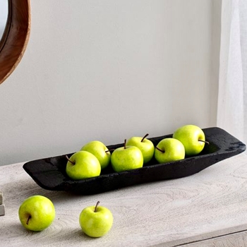 Tray - Black Stained Teak 19x6X2in Organic Shapes
