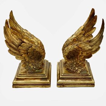 Bookends - Gold Wings 4x5x8in Set of 2