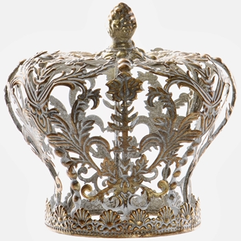 Ornament - Crown White Washed Gold 5.75IN - XAT367-GO/AT