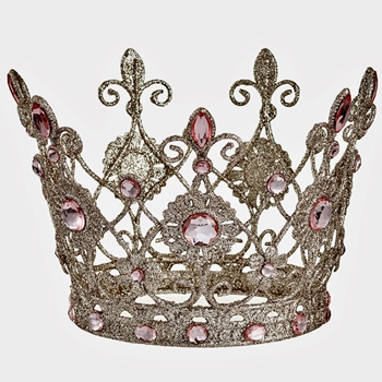 Ornament - Crown Glittered Pink Rhine Vintage Gold 6IN - XAU239-BS/CN