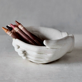 Bowl - Hands White Ceramic 5x4.5x2in