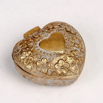 Box - Gilded Vintage Gold Lace Heart 2.5in