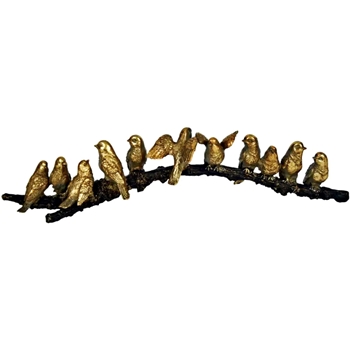 Birds - 11 Gold Sparrows on Branch 17x4x5IN