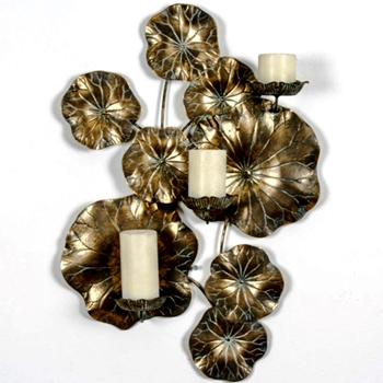 Sconce - Bronze Lily Pad Candle Holder 11x14x4in