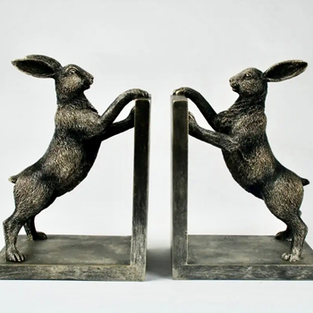 Bookends - Hares Patina Pewter 12x3x4IN Set2