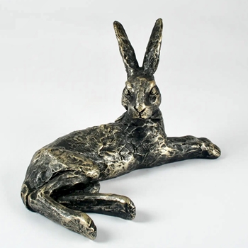 Figure - Hare Lying Down Patina Pewter 10x6x8in