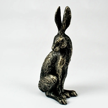 Figure - Hare Sitting Turned Head Pewter 5x4x11in