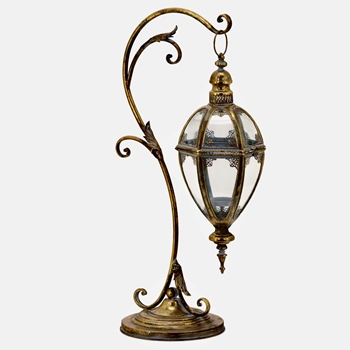 Lantern - Ophelia Hurricane Gold Finish Metal/Glass 16x10x31in