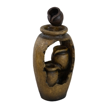 Fountain - Jar Remnant with Jugs Waterfall Patina Rustic Bronzed Resin 14x33in