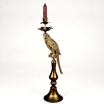 Candlestick - Gold Parrot on Post 6x20in