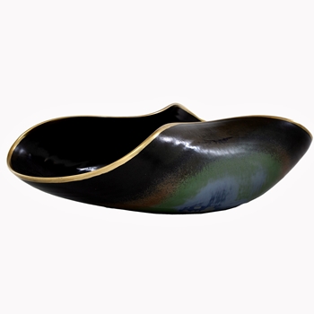 Bowl - Ferdinand Boat Ceramic Black/Gold/Borealis 17x9x5in