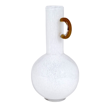 Vase - Balderic Art Glass White/Amber 7x14in