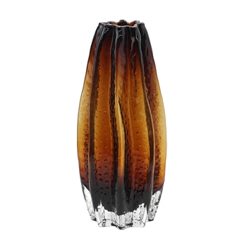 Vase - Starfruit Amber Glass 5x12in