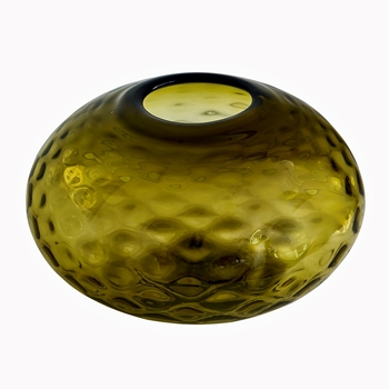 Vase - Olive Honeycomb Glass Rose Bowl 16x9in