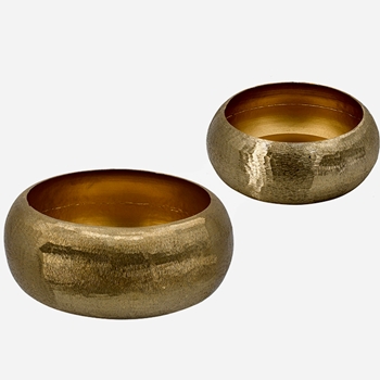 Bowl Planter - Hammered Gold Set of 2 12x5in