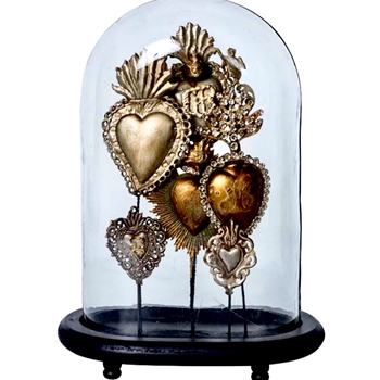 Cloche - Vintage Ex-Voto Hearts Collection 7x11x15in