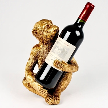 Wine Bottle Holder - Gold Monkey 7x7x10in