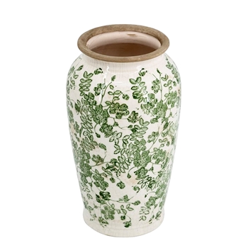 Vase - Green Toile 7x12in