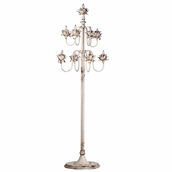 Lamp - Floor Chandelier - Vintage White Peonies 9arm 20x67in