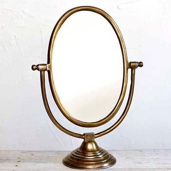 16W/21H - Mirror Oval Vanity Brass Frame