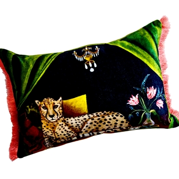 Cushion - Tiger Black Velvet 20x14in