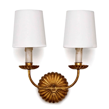 Sconce -  Clove Double  Gold 14W/17HX7.5in Projection